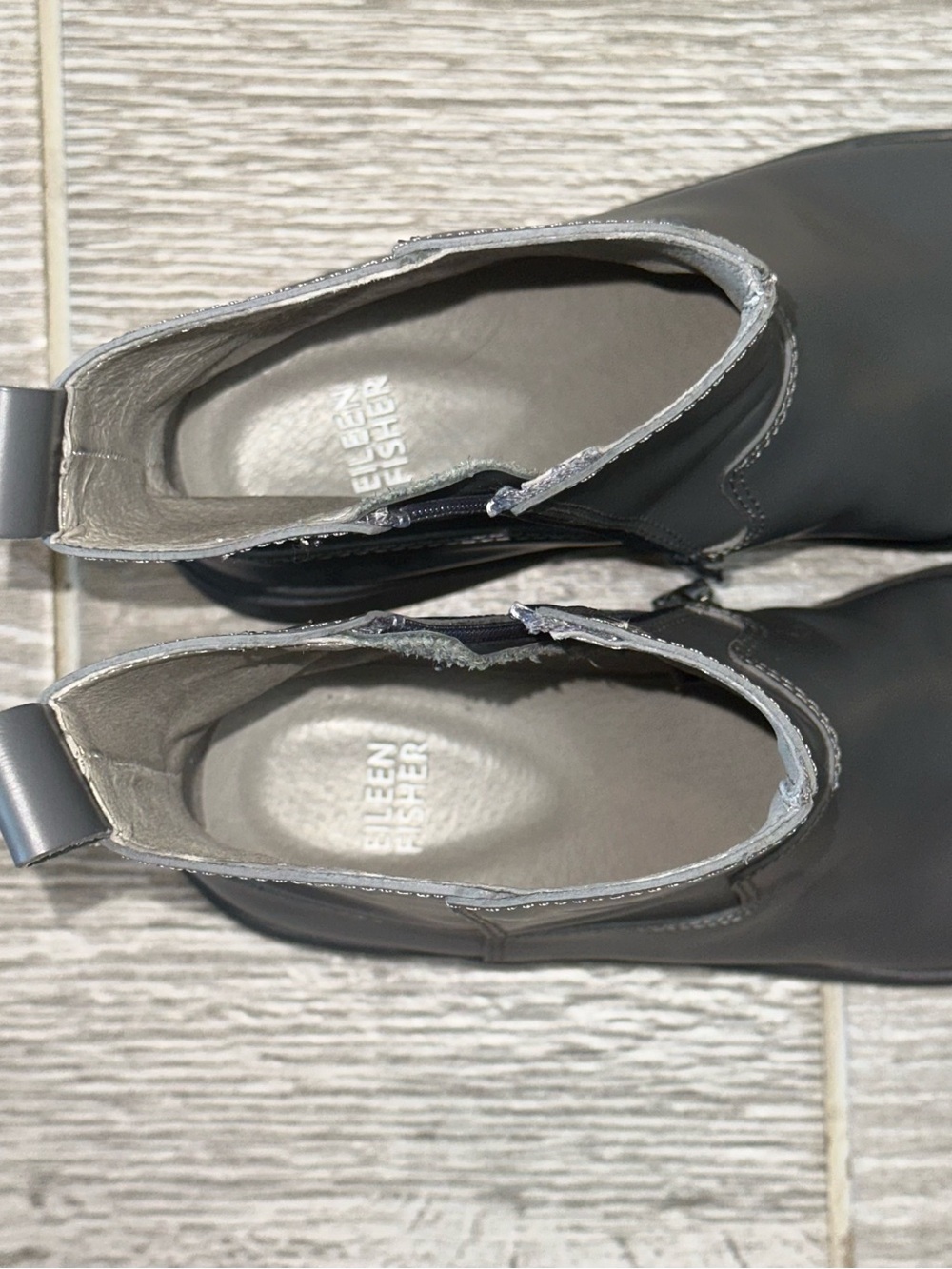 Eileen Fisher Floyd Graphite Grey Waterproof Leather Women’s 8 Booties Normcore - Picture 10 of 13